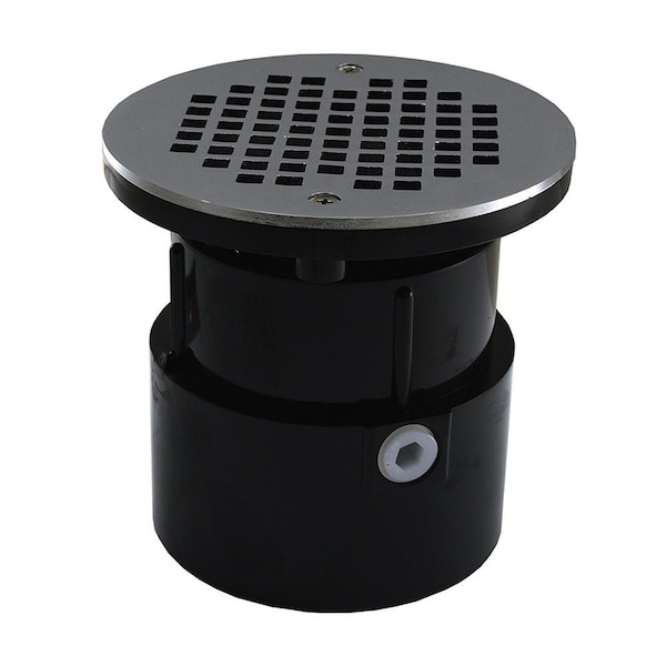 Jones Stephens 2in. ABS Over Pipe Fit Drain Base with 2in. Plastic Spud and 4in. Chrome Plated Strainer D53193 - main